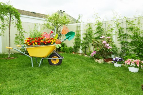 Newly landscaped Neasden patio and planting scheme
